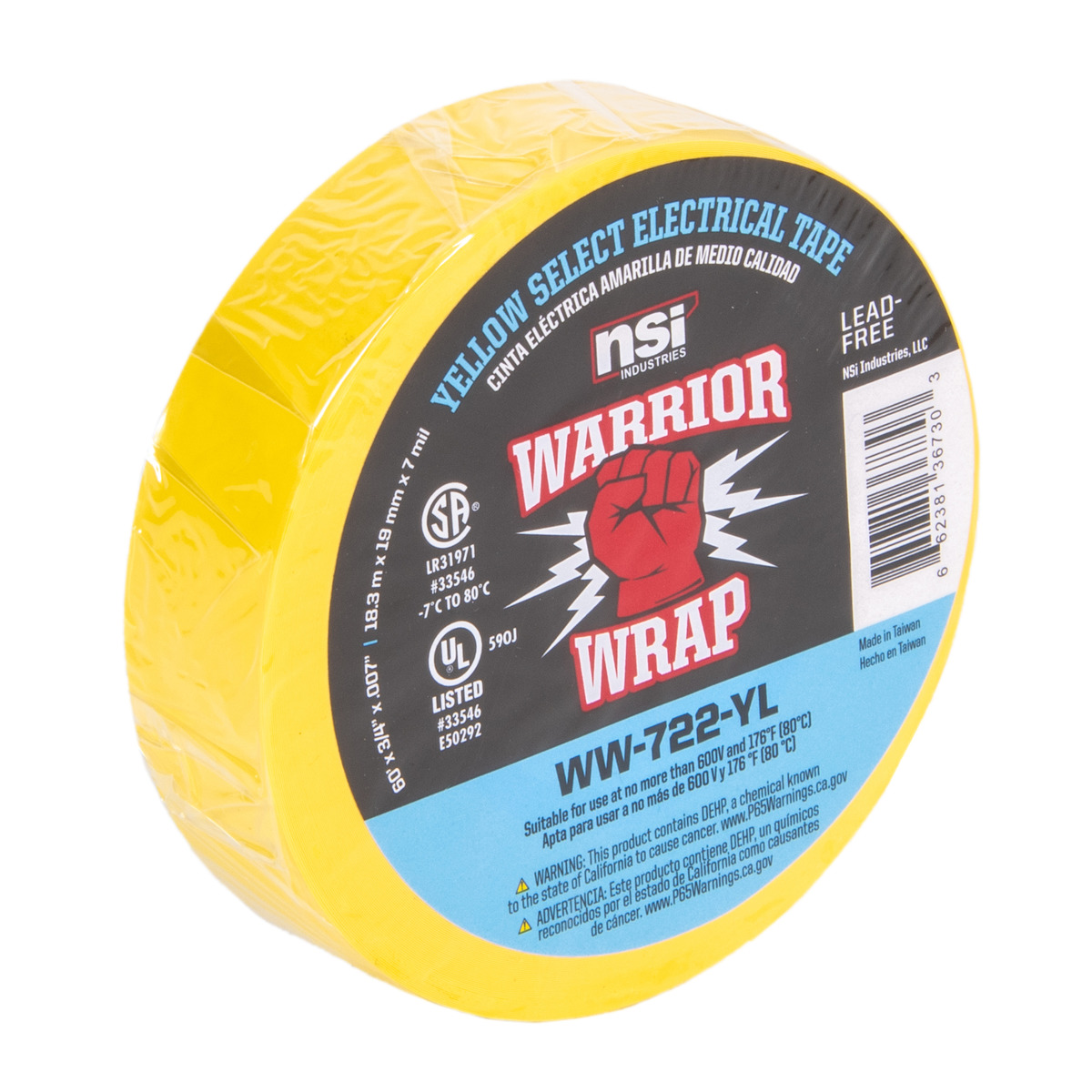 WarriorWrap General 3/4 in x 60 ft 7 mil Vinyl Electrical Tape Black 